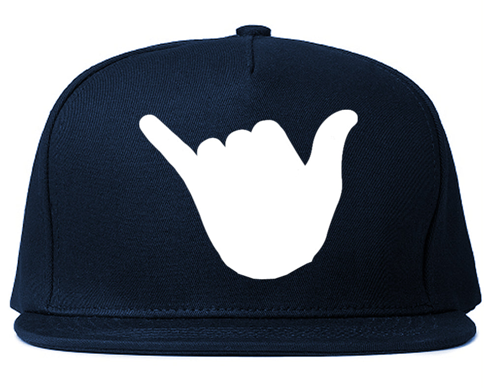 Rock On Hand Chest Snapback Hat Blue