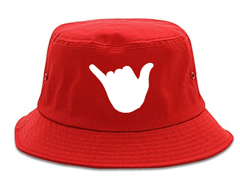 Rock On Hand Chest Bucket Hat Red