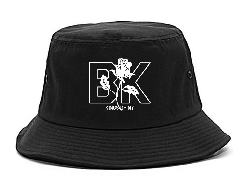 Rose BK Brooklyn Kings Of NY Mens Bucket Hat Black