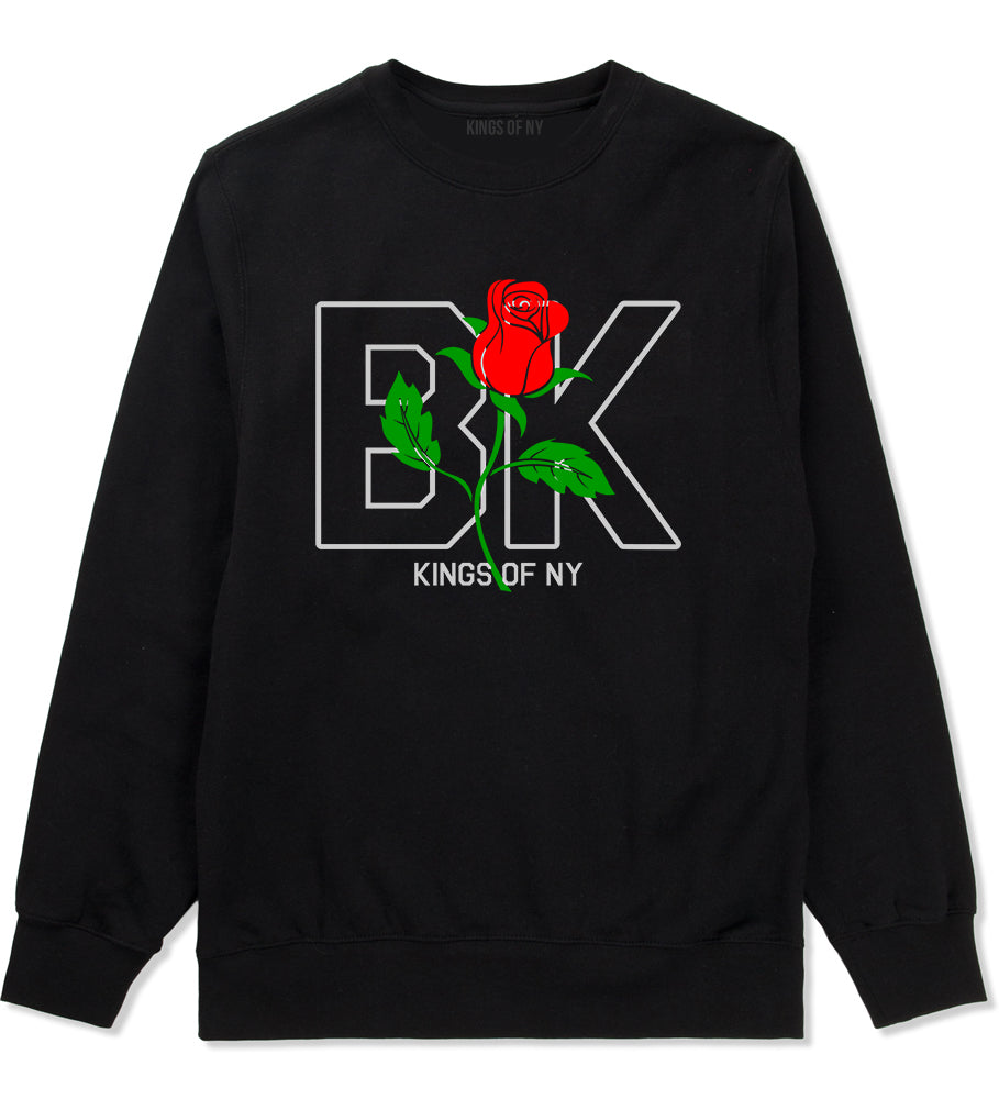 Rose BK Brooklyn Kings Of NY Mens Crewneck Sweatshirt Black