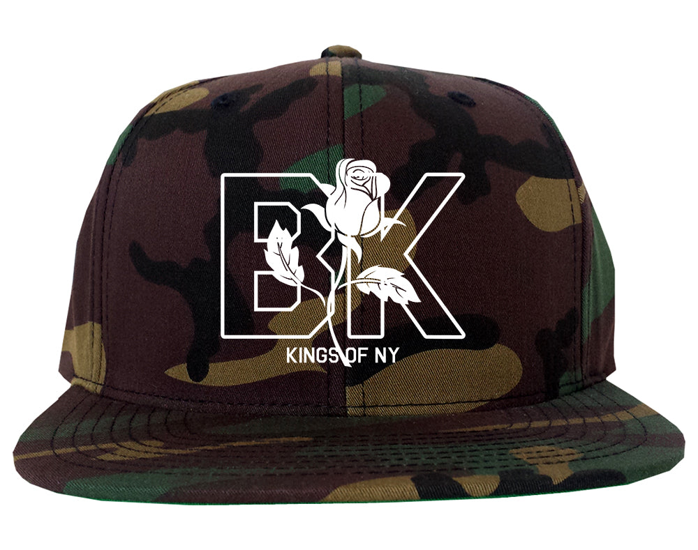 Rose BK Brooklyn Kings Of NY Mens Snapback Hat Army Camo