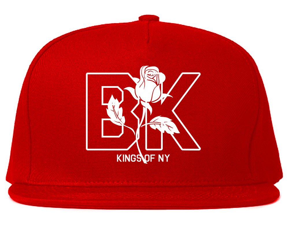 Rose BK Brooklyn Kings Of NY Mens Snapback Hat Red