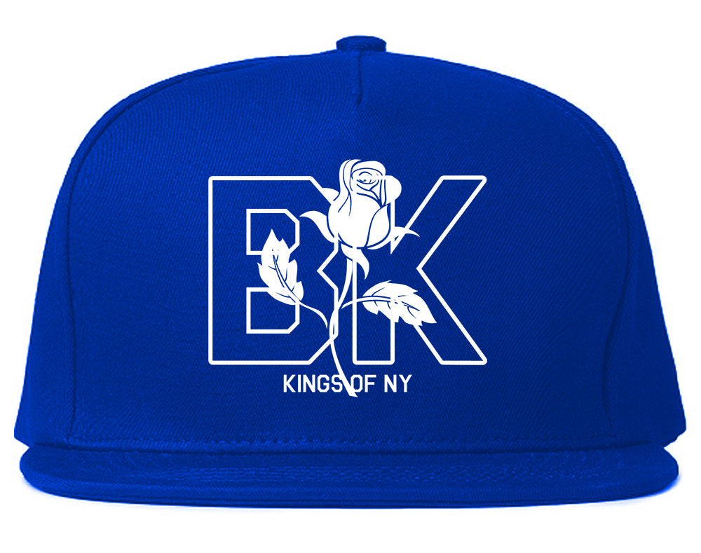 Rose BK Brooklyn Kings Of NY Mens Snapback Hat Royal Blue