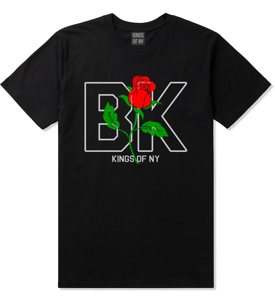 Rose BK Brooklyn Kings Of NY Mens T-Shirt Black