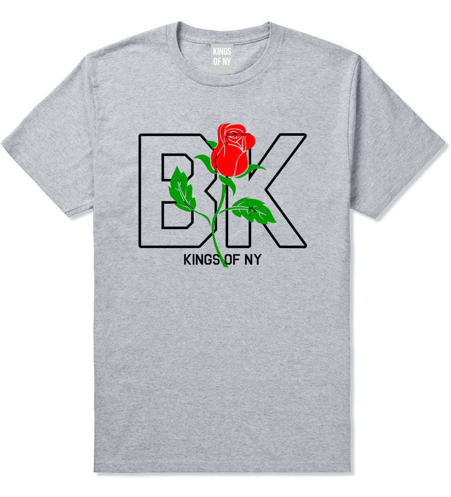 Rose BK Brooklyn Kings Of NY Mens T-Shirt Grey