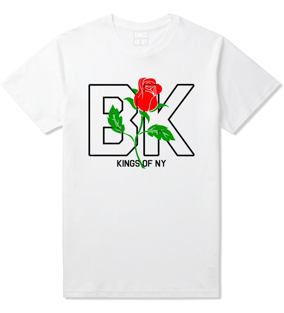 Rose BK Brooklyn Kings Of NY Mens T-Shirt White