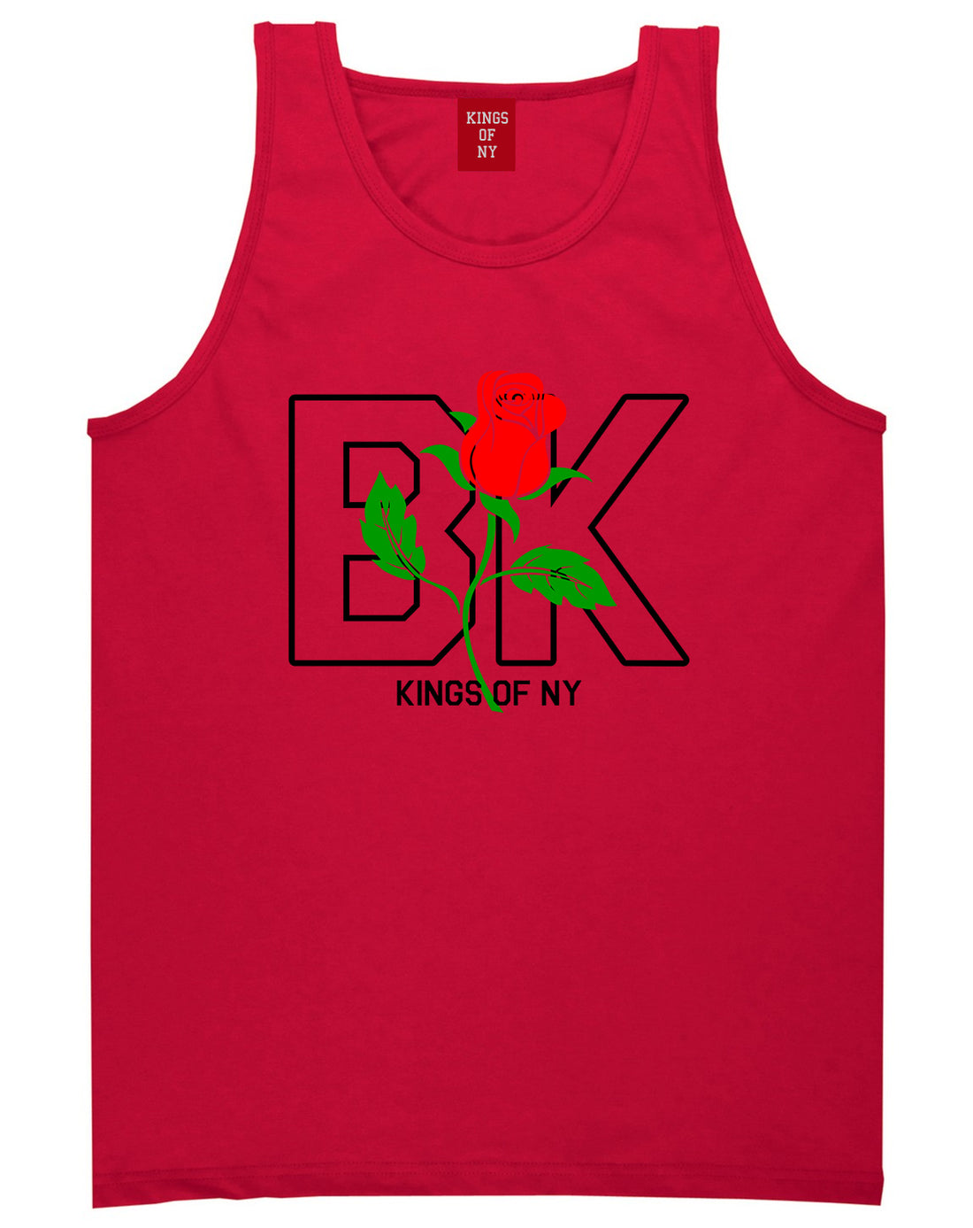 Rose BK Brooklyn Kings Of NY Mens Tank Top T-Shirt Red