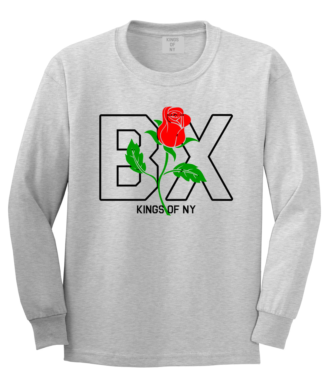 Rose BX The Bronx Kings Of NY Mens Long Sleeve T-Shirt Grey