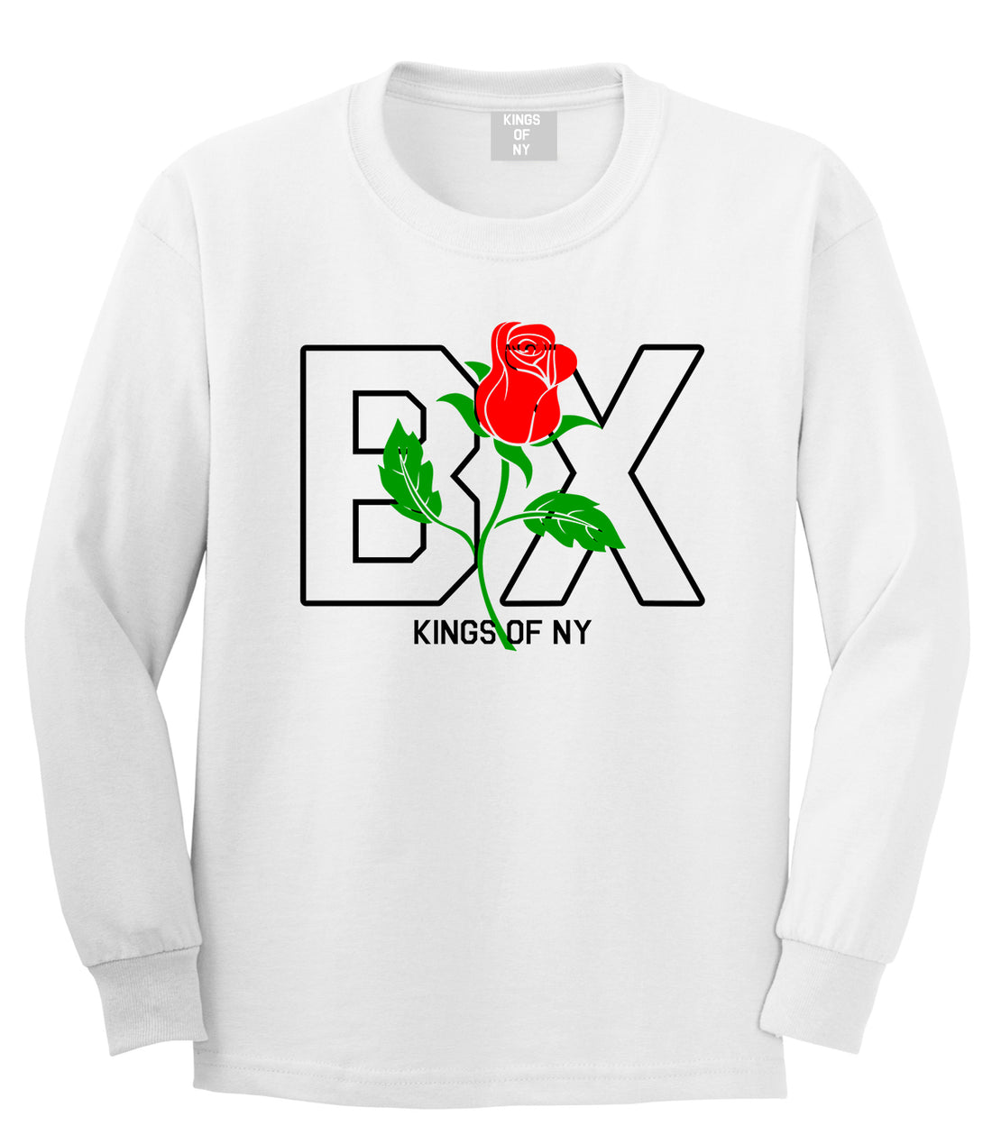 Rose BX The Bronx Kings Of NY Mens Long Sleeve T-Shirt White