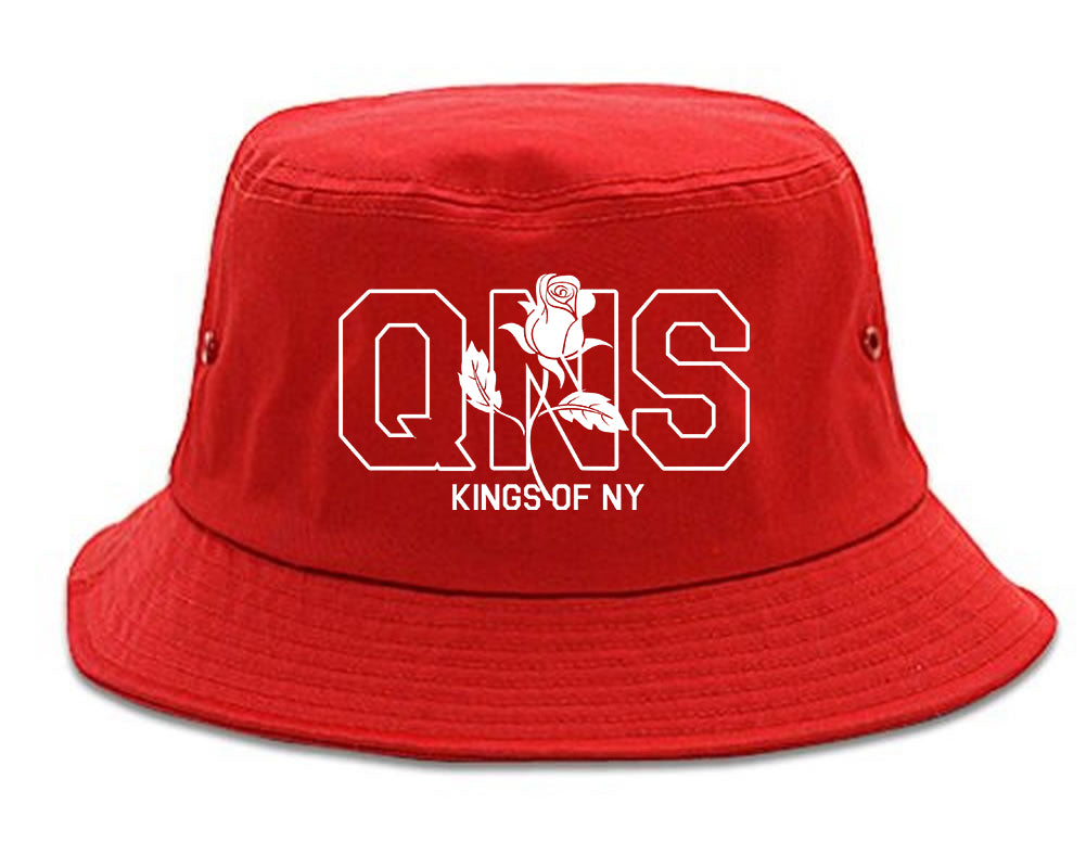 Rose QNS Queens Kings Of NY Mens Bucket Hat Red