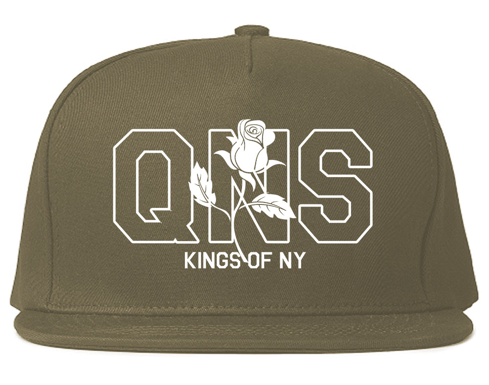 Rose QNS Queens Kings Of NY Mens Snapback Hat Grey