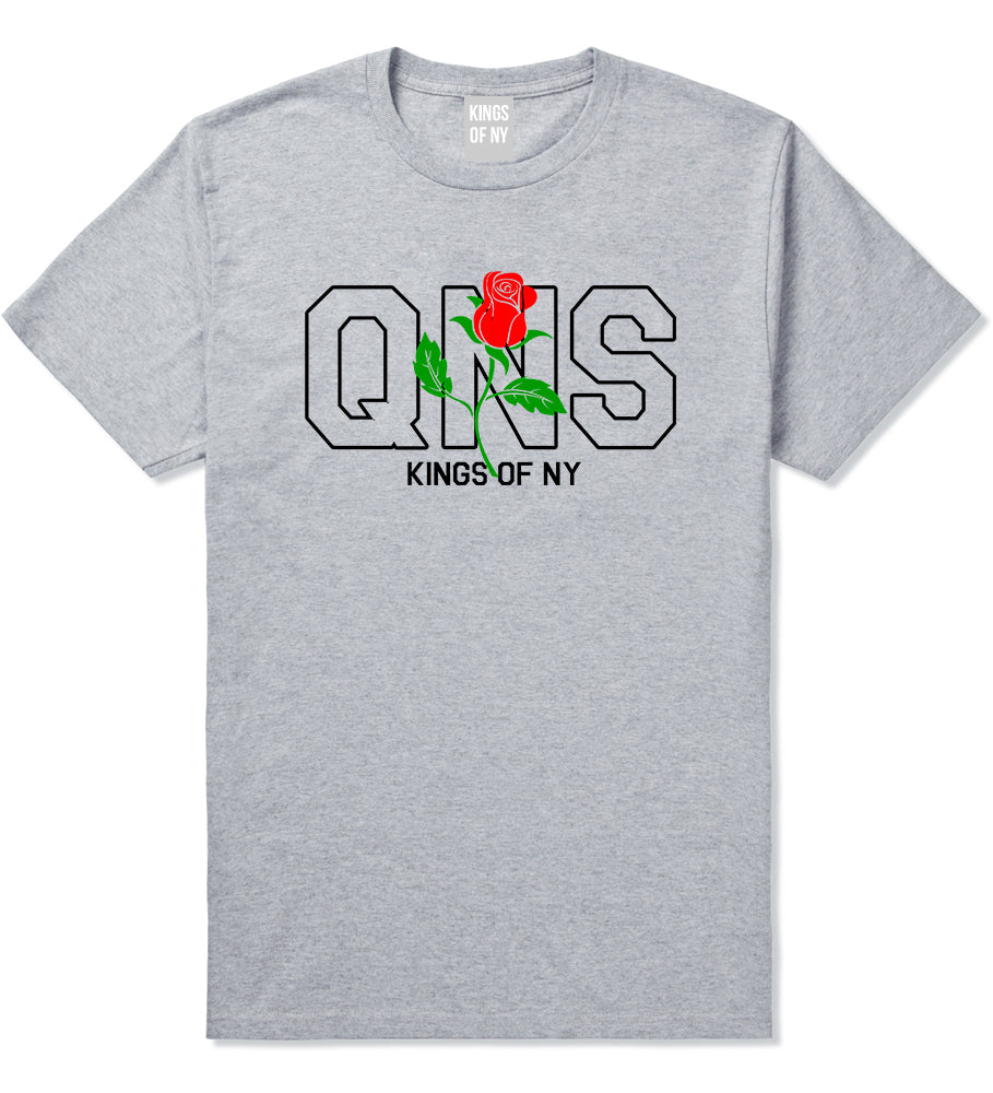 Rose QNS Queens Kings Of NY Mens T-Shirt Grey