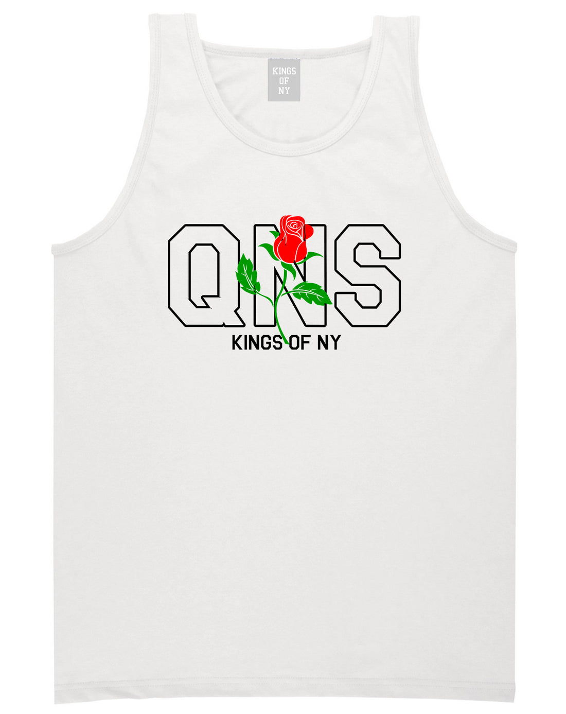 Rose QNS Queens Kings Of NY Mens Tank Top T-Shirt White