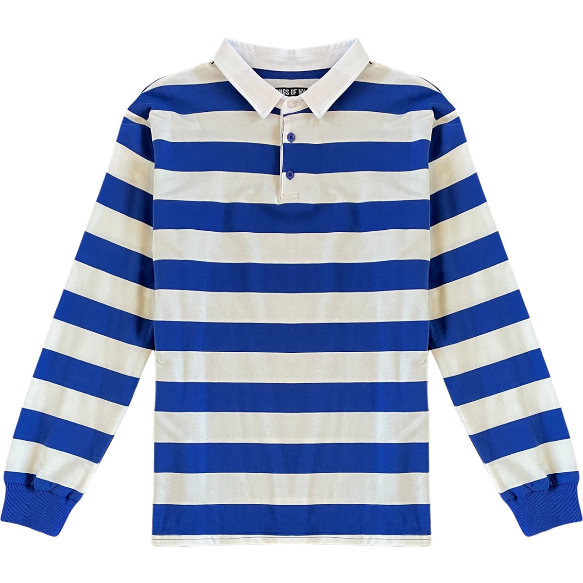 Royal Blue And White Striped Mens Long Sleeve Rugby Shirt – KINGS OF NY