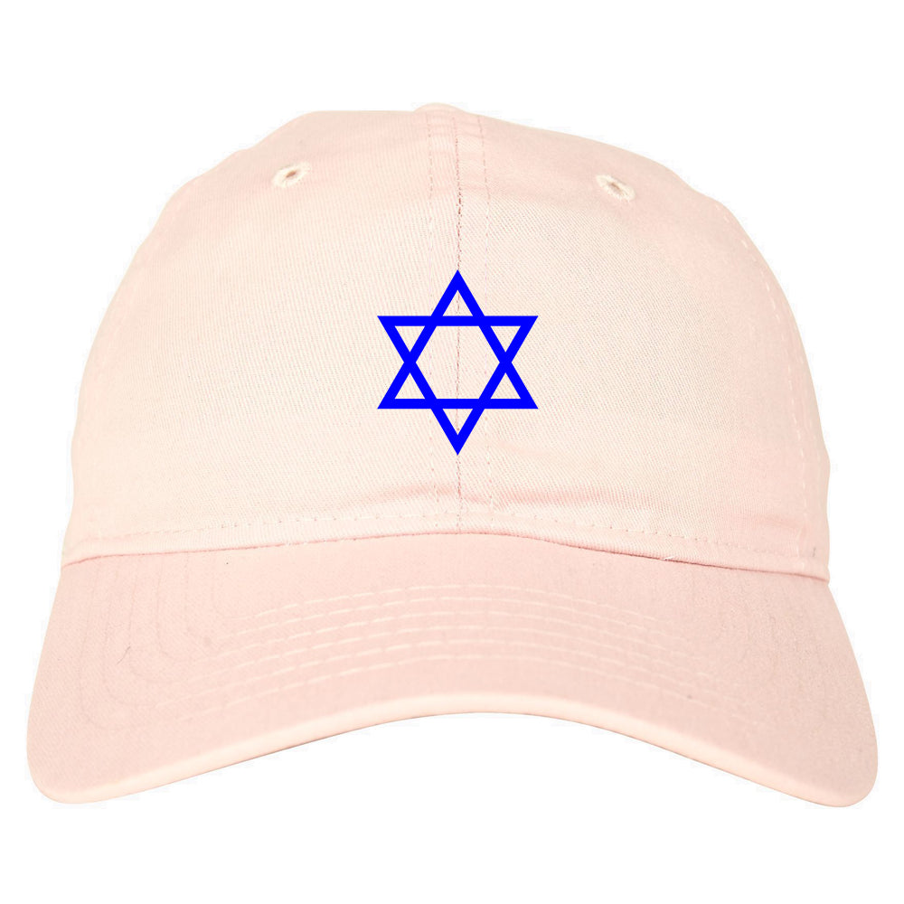 Royal Blue Star Of David Jewish Chest Mens Dad Hat Pink