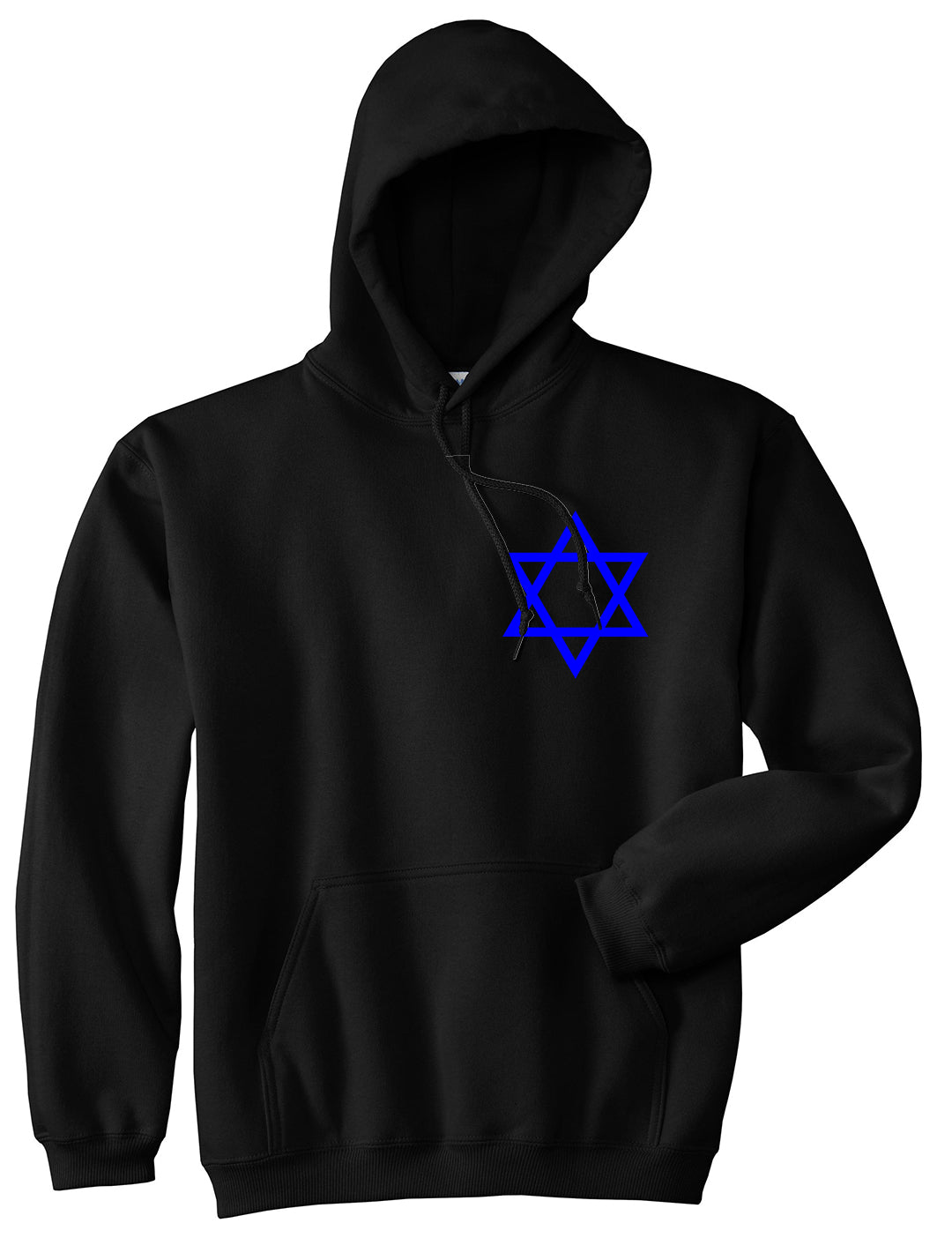 Royal Blue Star Of David Jewish Chest Mens Pullover Hoodie Black