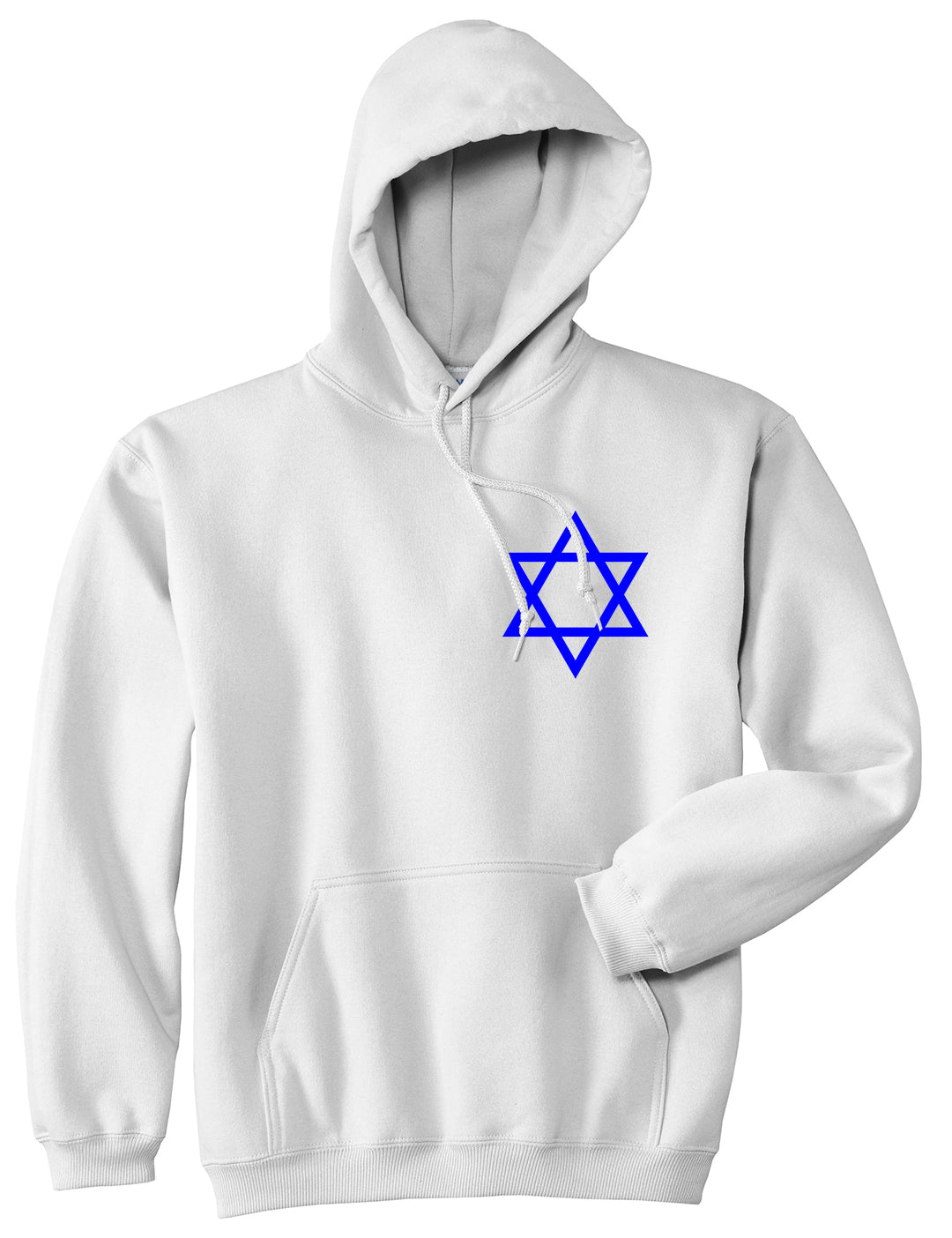 Royal Blue Star Of David Jewish Chest Mens Pullover Hoodie White
