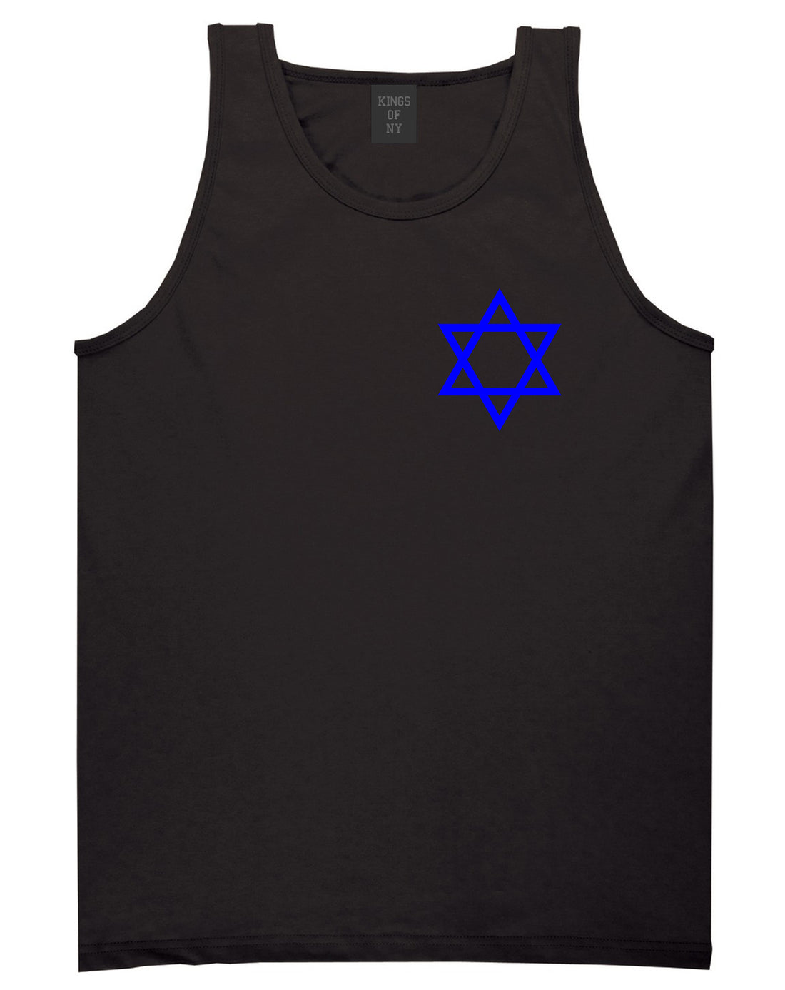 Royal Blue Star Of David Jewish Chest Mens Tank Top T-Shirt Black