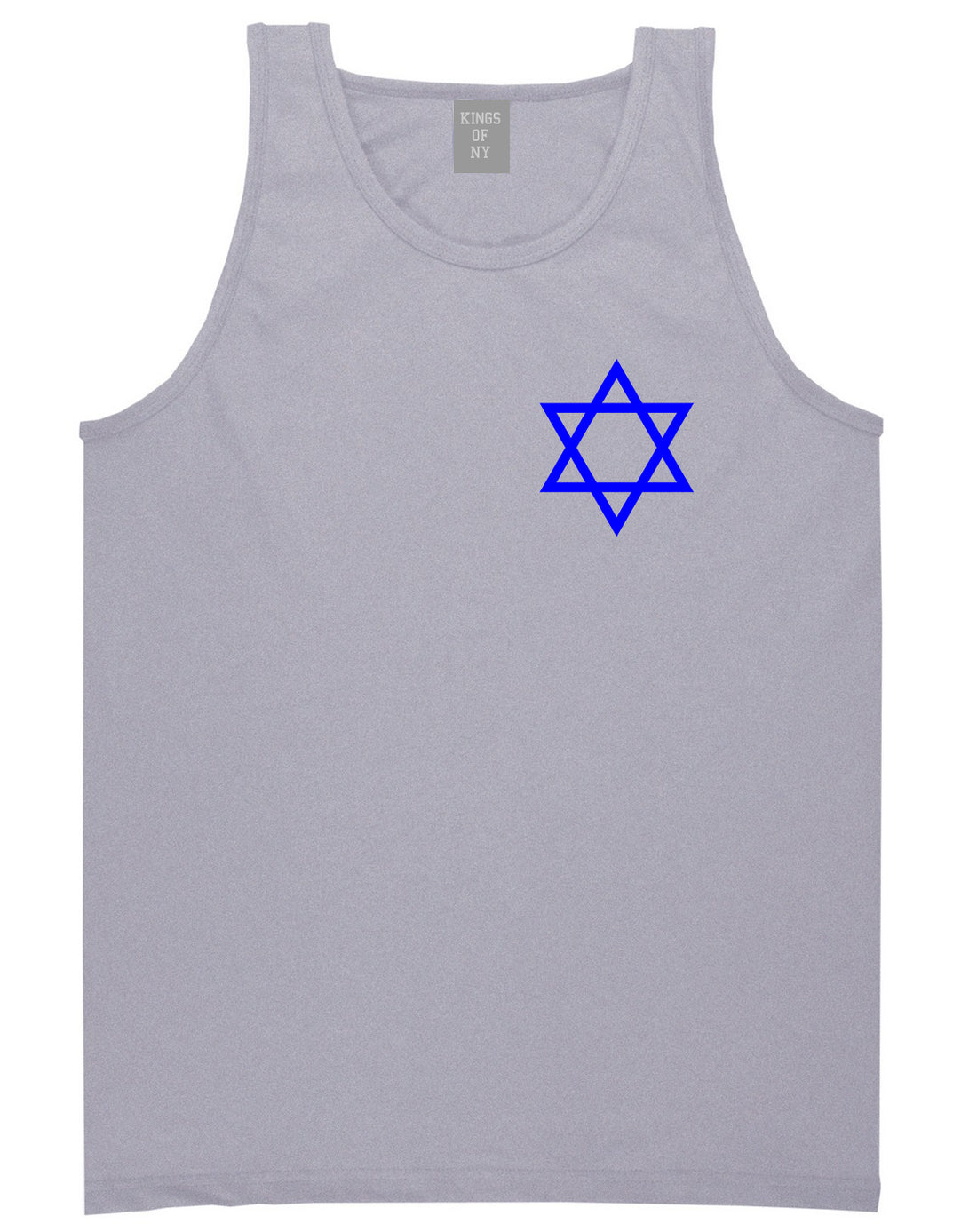 Royal Blue Star Of David Jewish Chest Mens Tank Top T-Shirt Grey