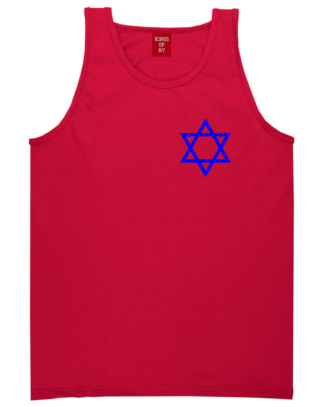 Royal Blue Star Of David Jewish Chest Mens Tank Top T-Shirt Red