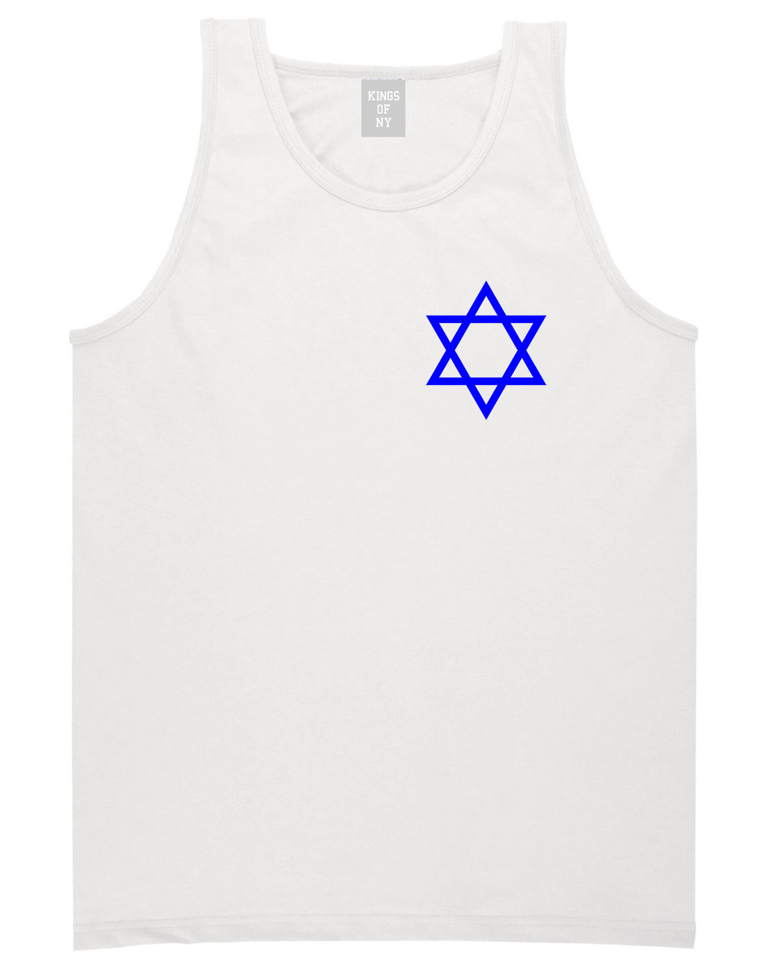 Royal Blue Star Of David Jewish Chest Mens Tank Top T-Shirt White