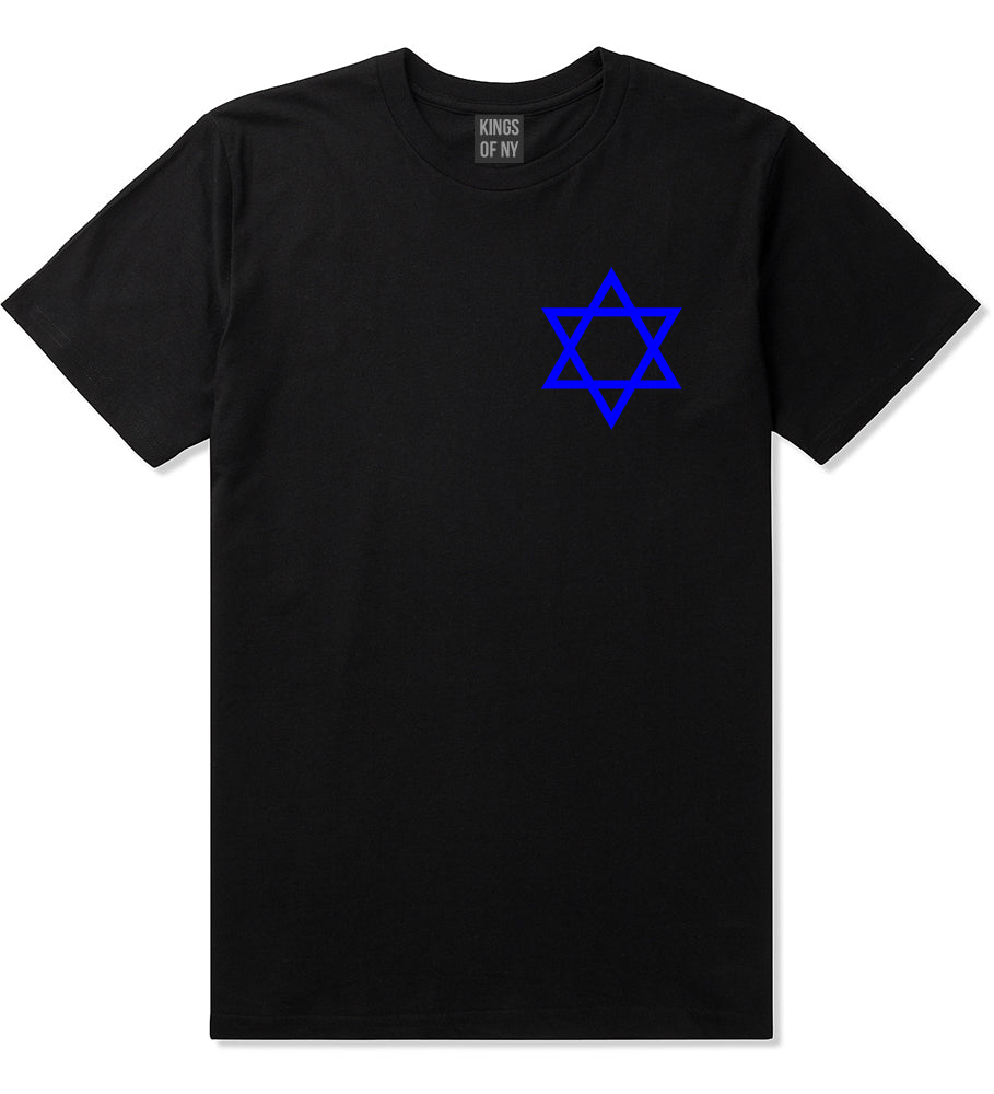 Royal Blue Star Of David Jewish Chest Mens T-Shirt Black