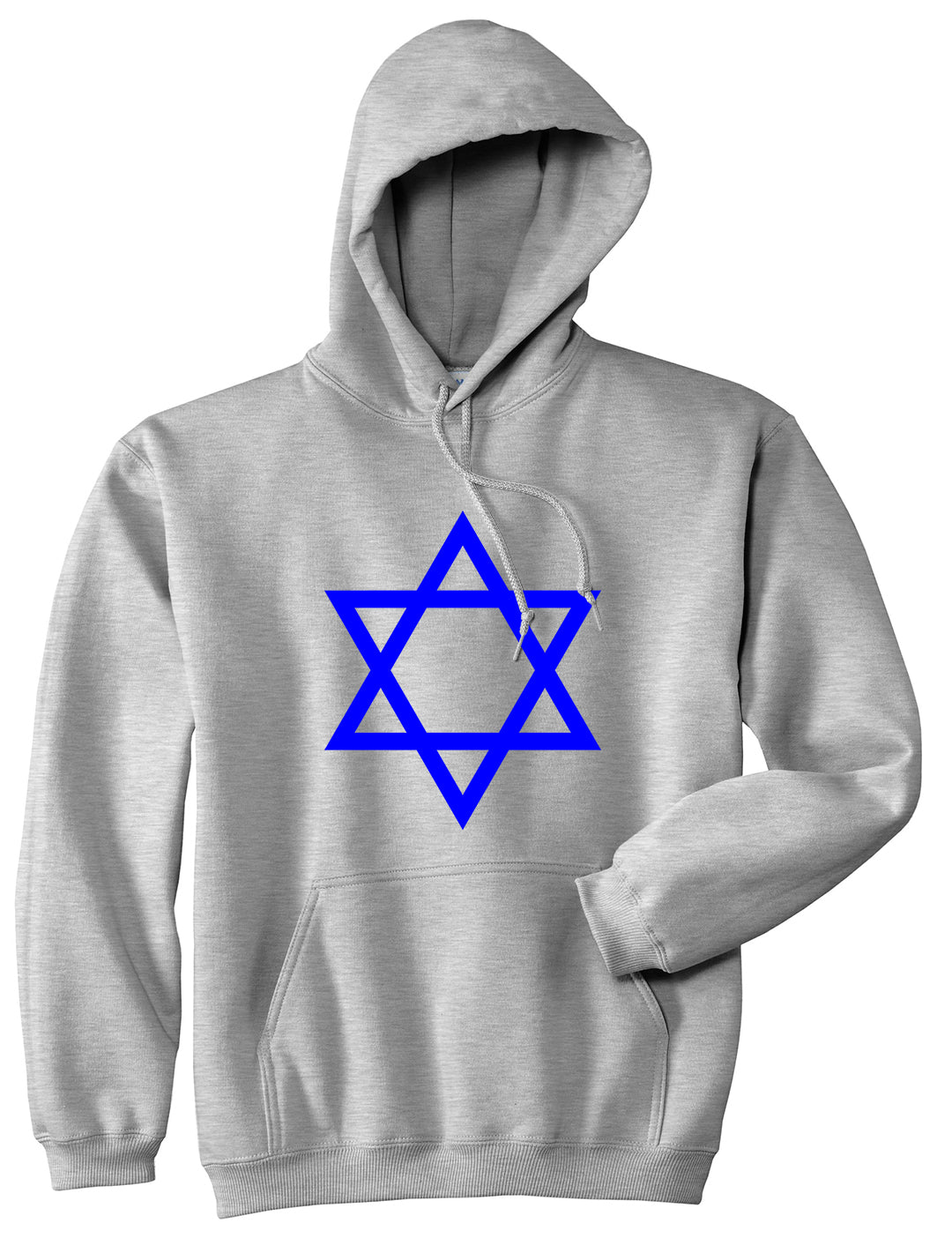 Royal Blue Star Of David Jewish Mens Pullover Hoodie Grey