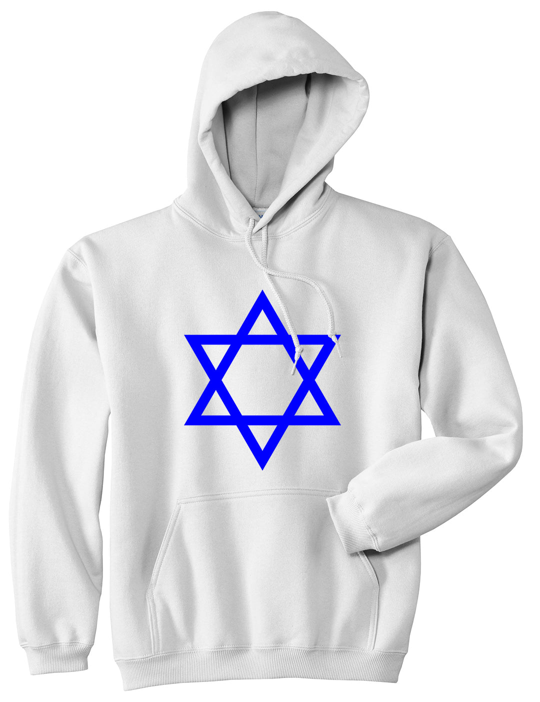 Royal Blue Star Of David Jewish Mens Pullover Hoodie White
