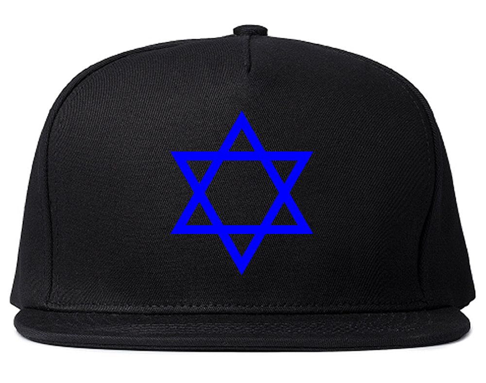 Royal Blue Star Of David Jewish Mens Snapback Hat Black