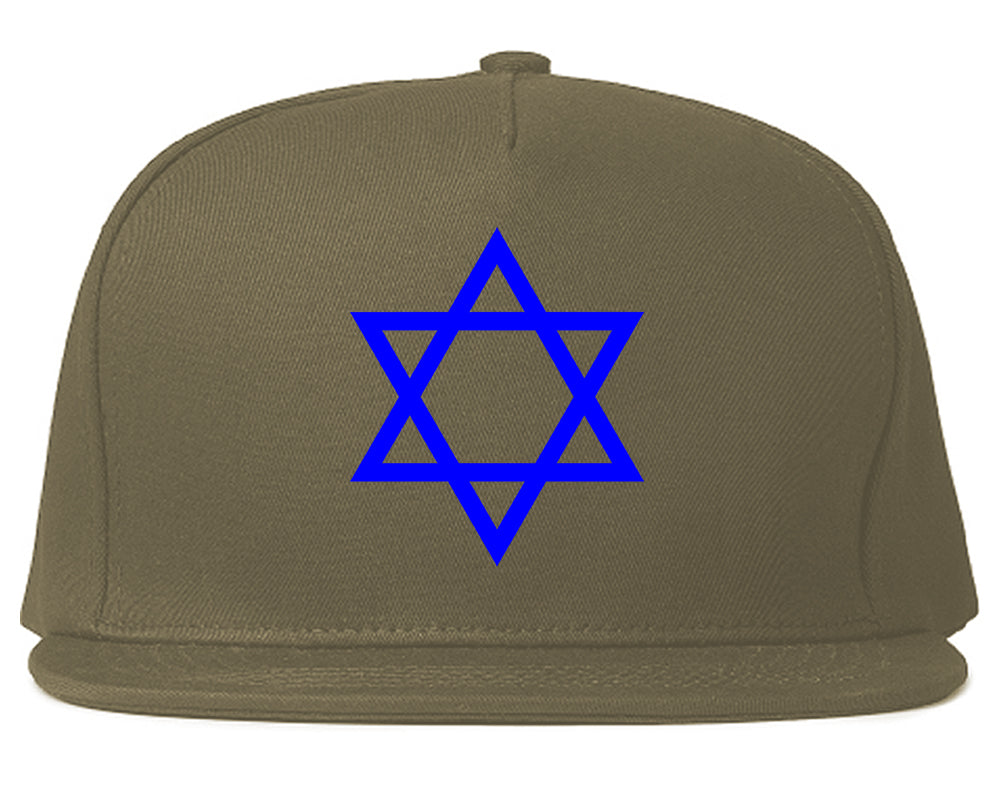 Royal Blue Star Of David Jewish Mens Snapback Hat Grey