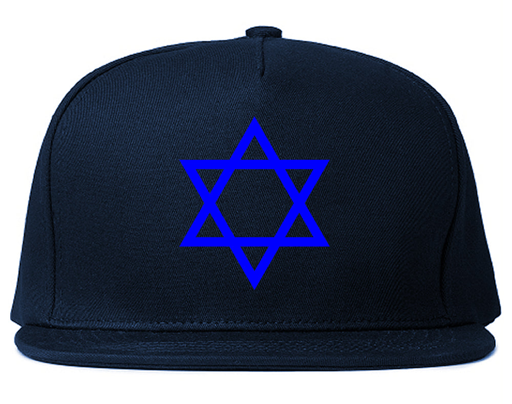 Royal Blue Star Of David Jewish Mens Snapback Hat Navy Blue