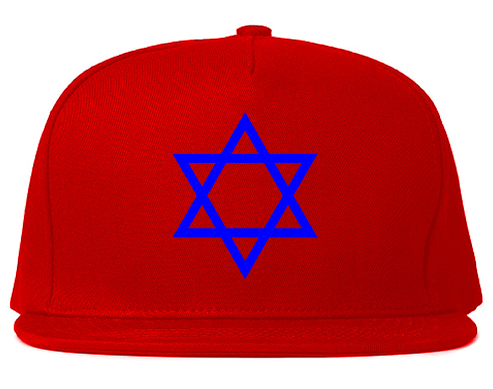 Royal Blue Star Of David Jewish Mens Snapback Hat Red