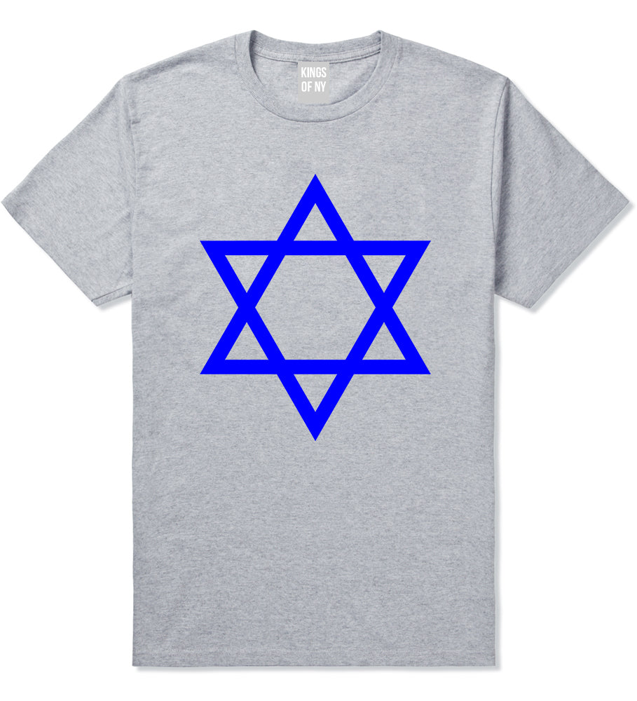 Royal Blue Star Of David Jewish Mens T-Shirt Grey