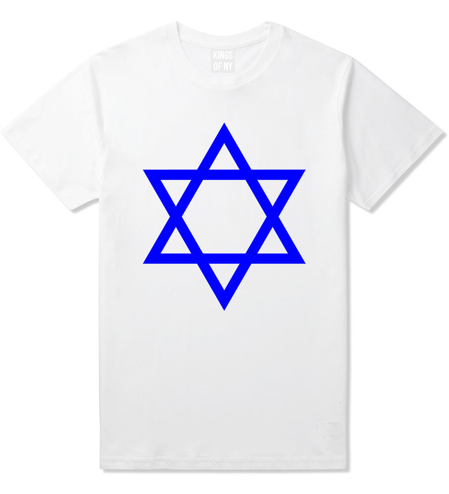 Royal Blue Star Of David Jewish Mens T-Shirt White