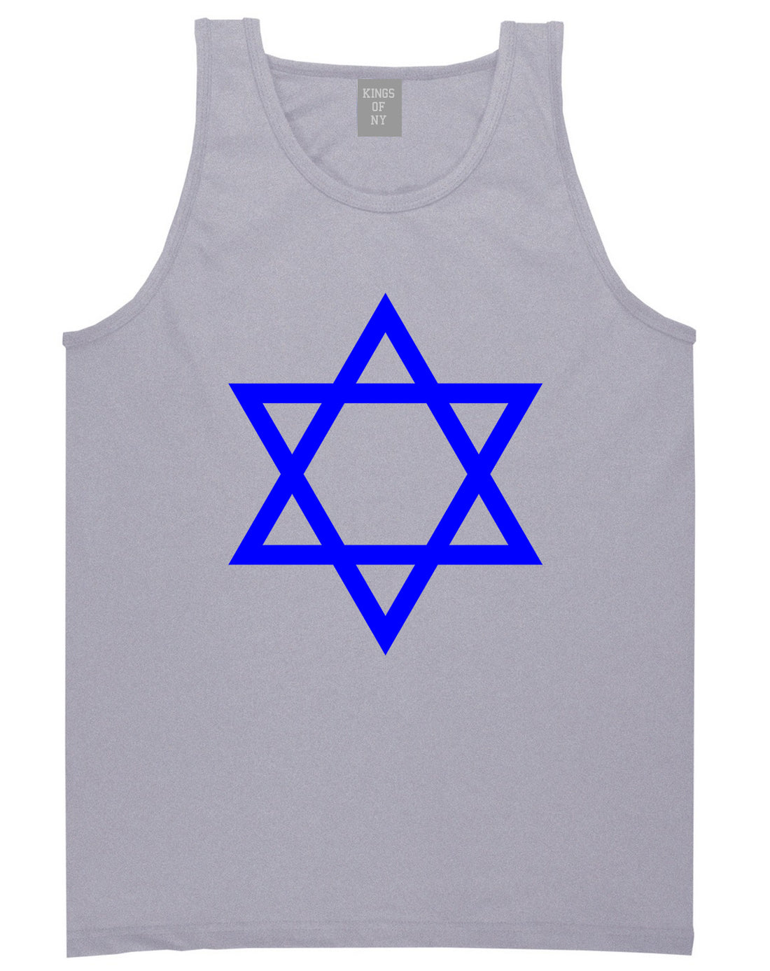 Royal Blue Star Of David Jewish Mens Tank Top T-Shirt Grey