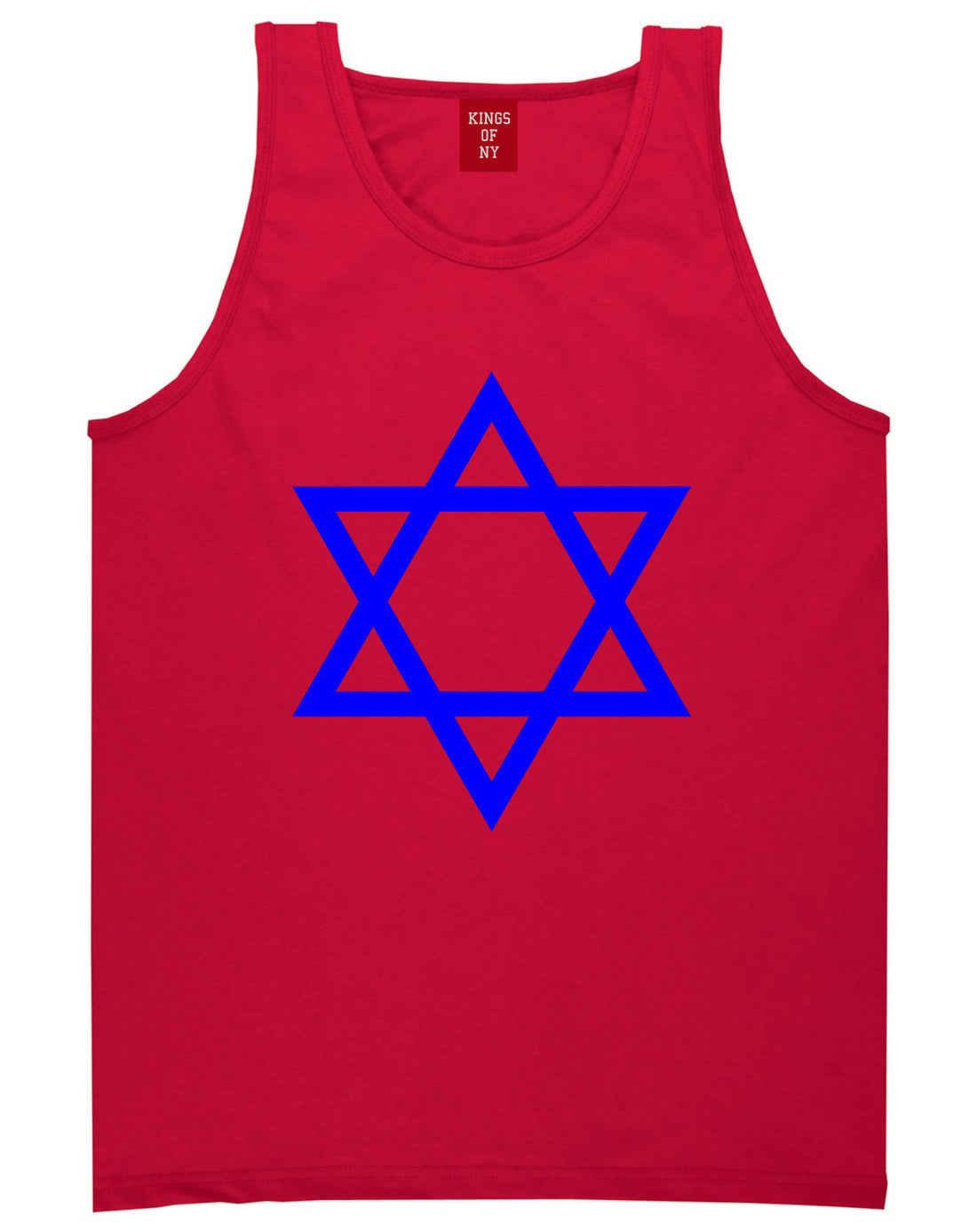 Royal Blue Star Of David Jewish Mens Tank Top T-Shirt Red