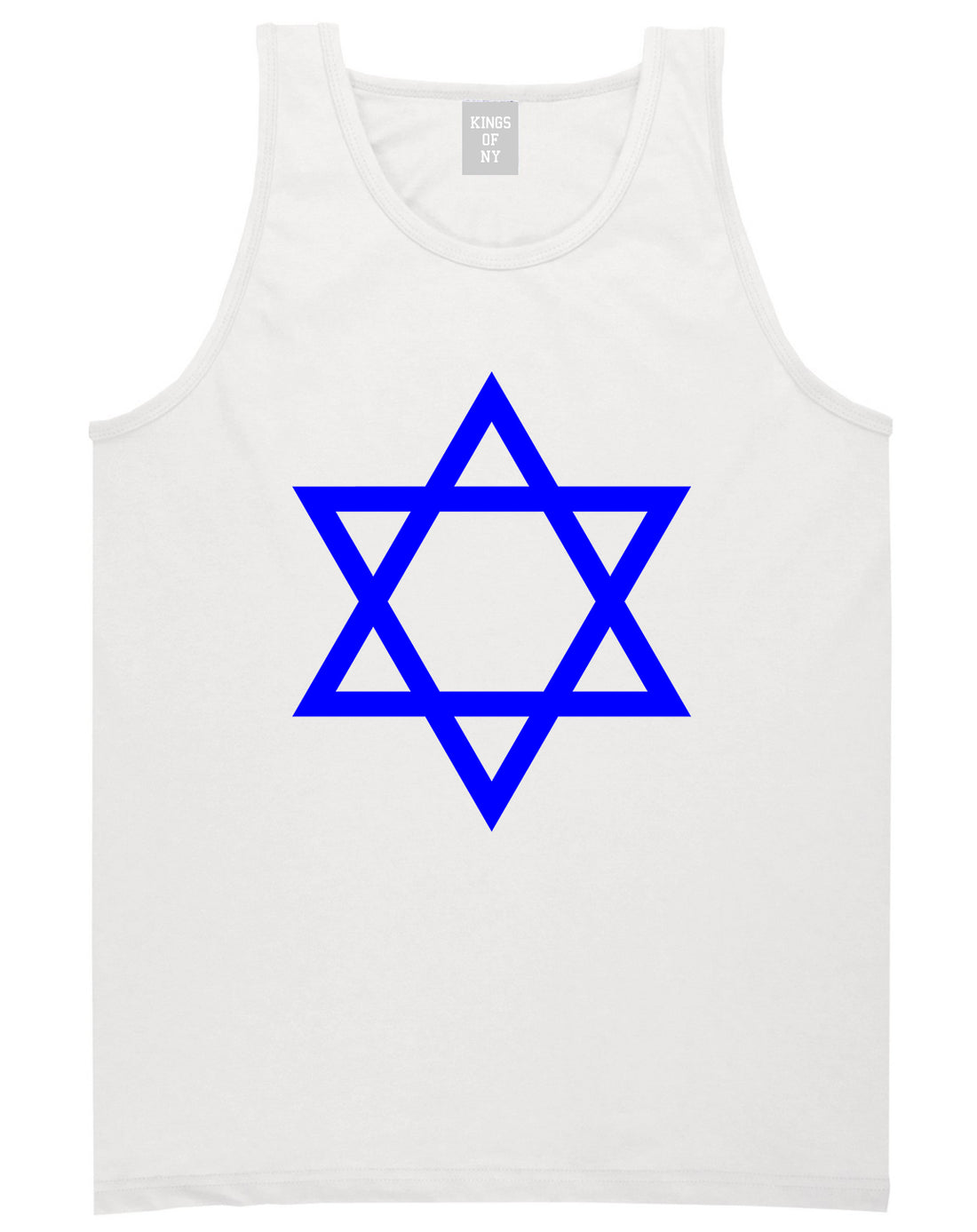 Royal Blue Star Of David Jewish Mens Tank Top T-Shirt White