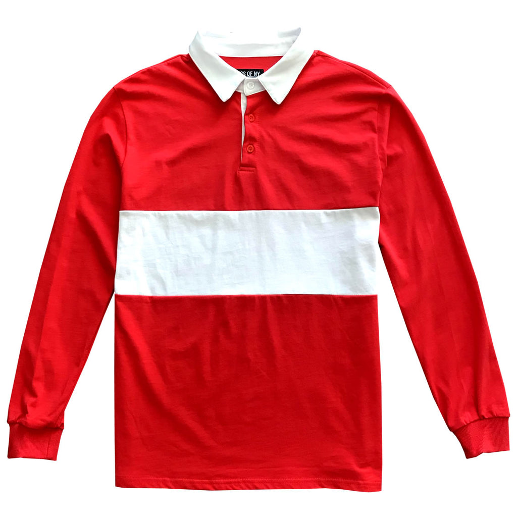 Striped Long-Sleeved Rugby Polo T-shirt