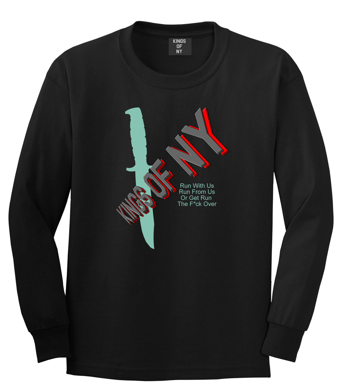 Run With Us Knife Long Sleeve T-Shirt in Black