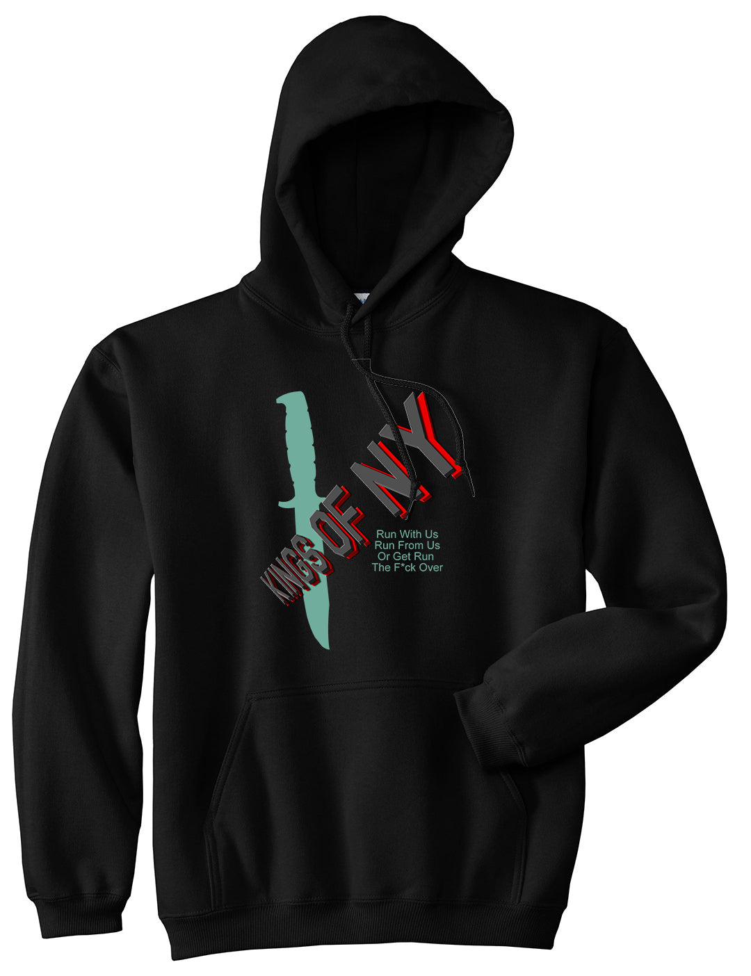 Run With Us Knife Pullover Hoodie in Black