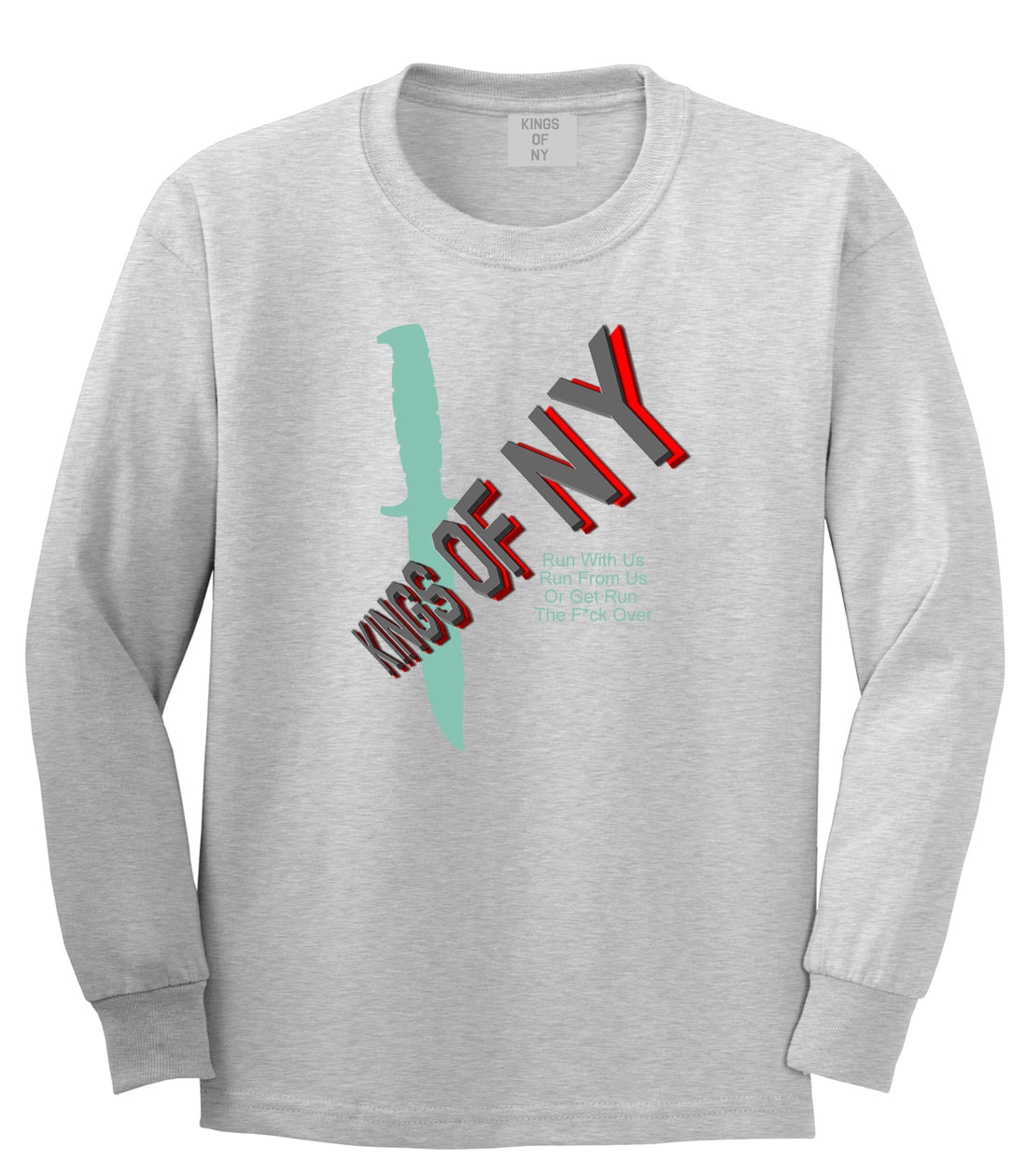 Run With Us Knife Long Sleeve T-Shirt in Grey