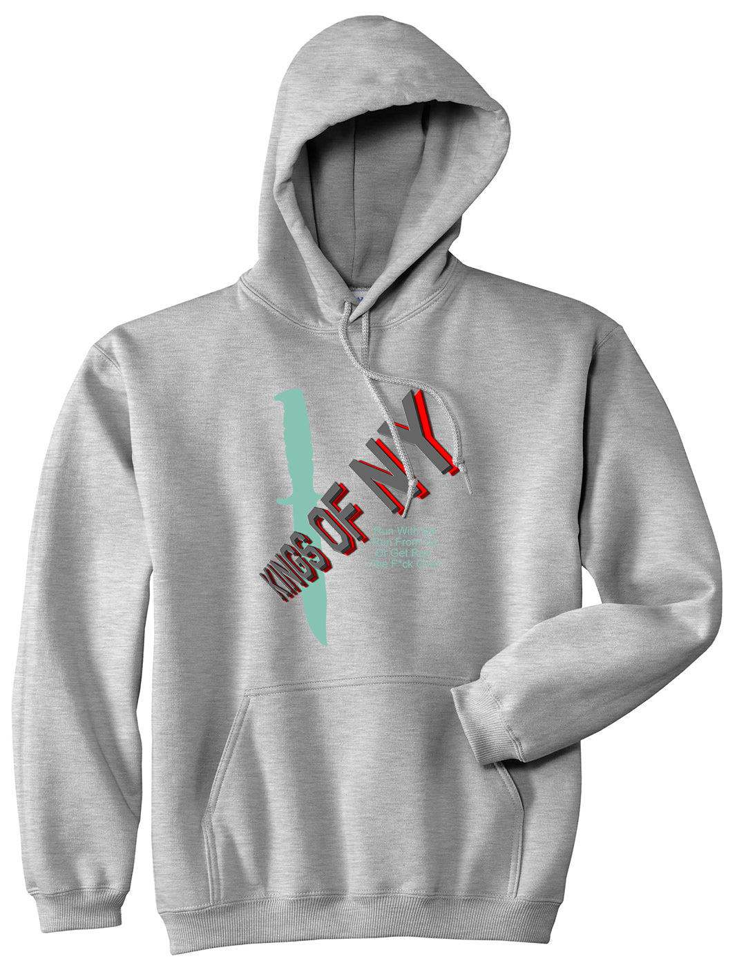 Run With Us Knife Pullover Hoodie in Grey