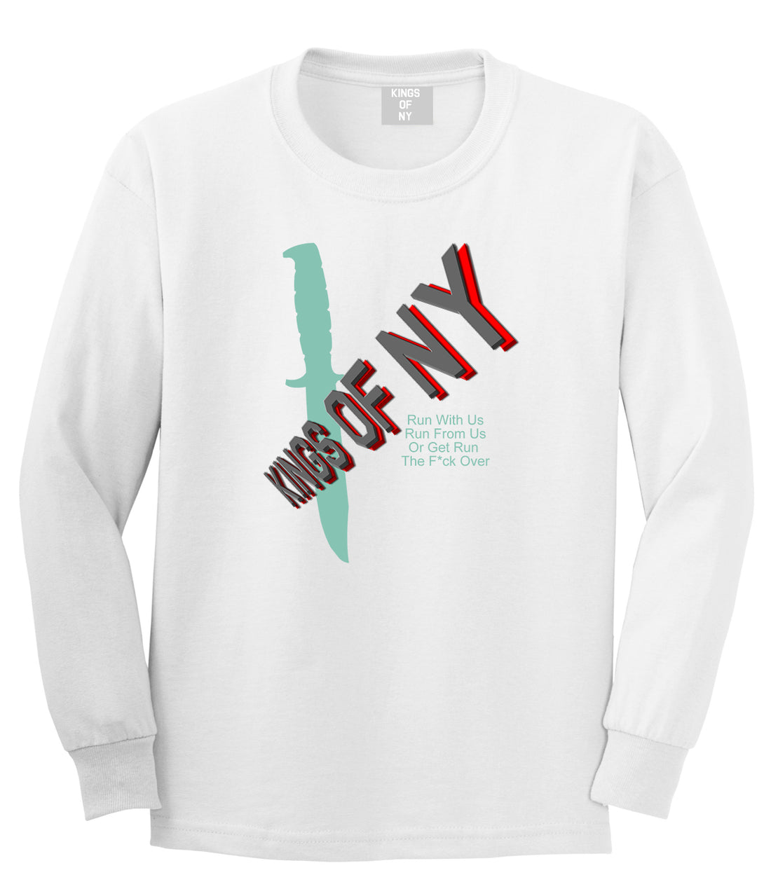 Run With Us Knife Long Sleeve T-Shirt in White