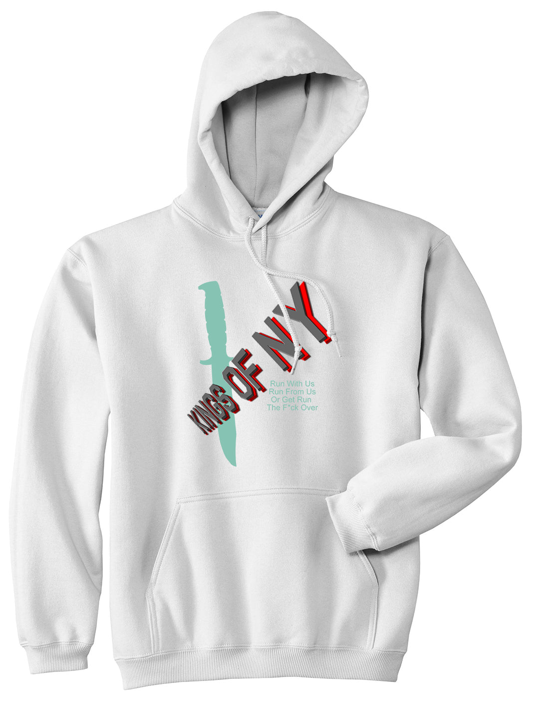 Run With Us Knife Pullover Hoodie in White