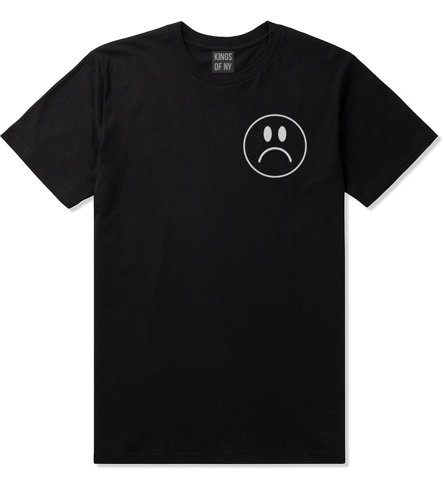 Sad Face Emoji Chest Black T-Shirt by Kings Of NY