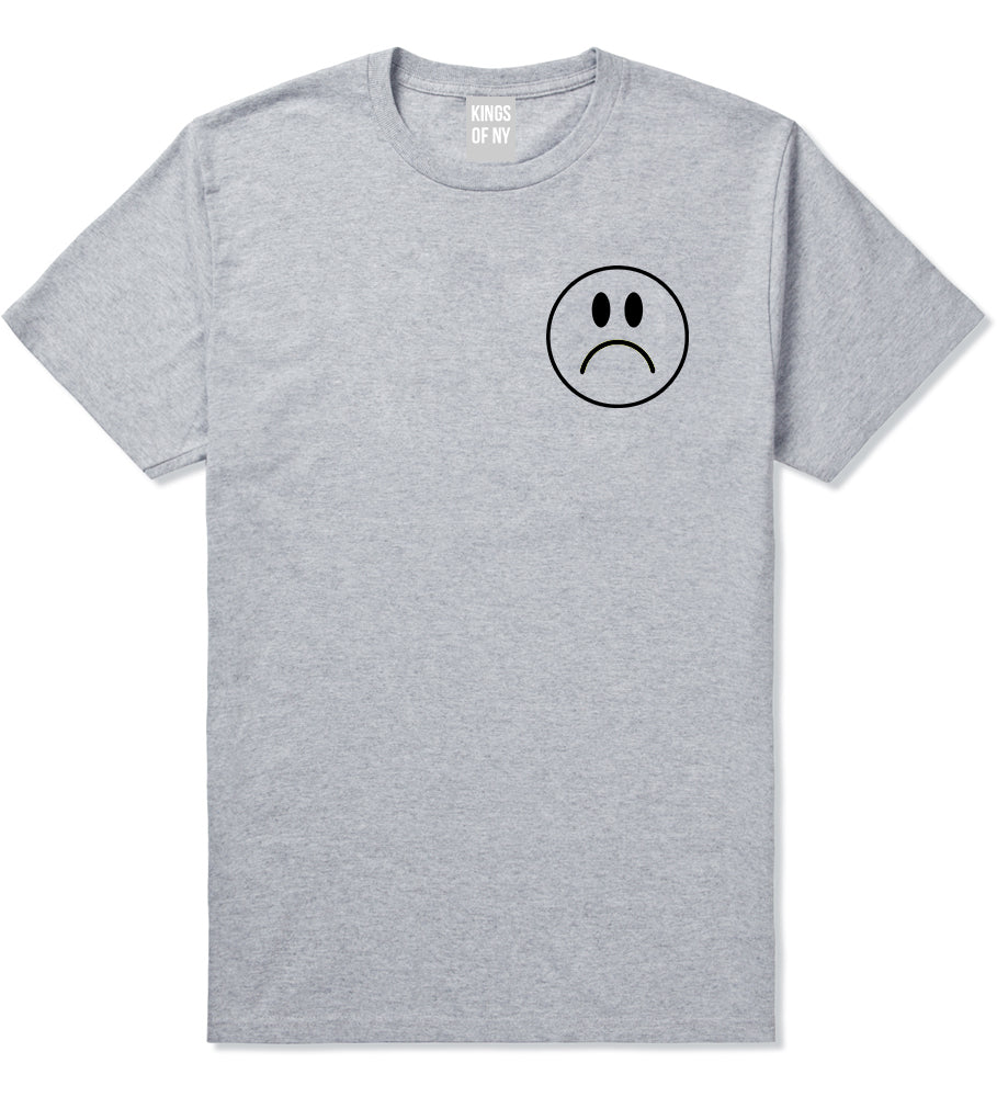 Sad Face Emoji Chest Grey T-Shirt by Kings Of NY