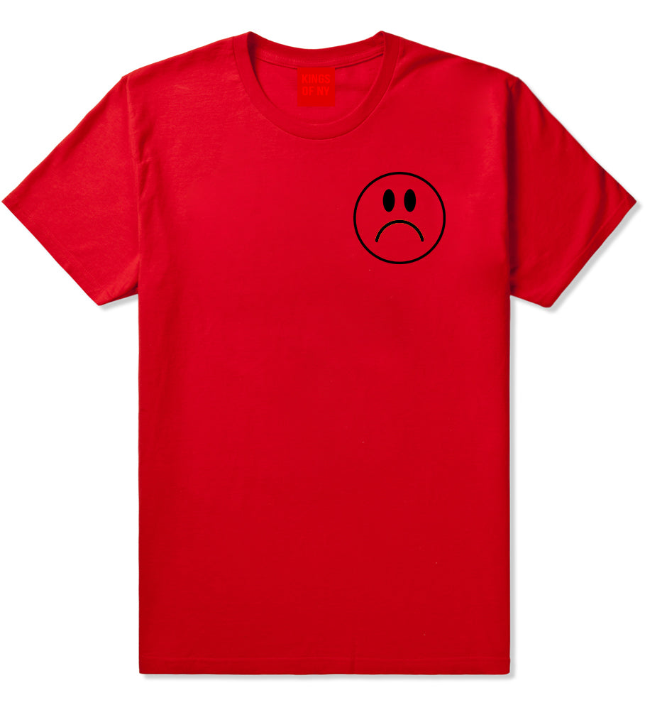 Sad Face Emoji Chest Red T-Shirt by Kings Of NY
