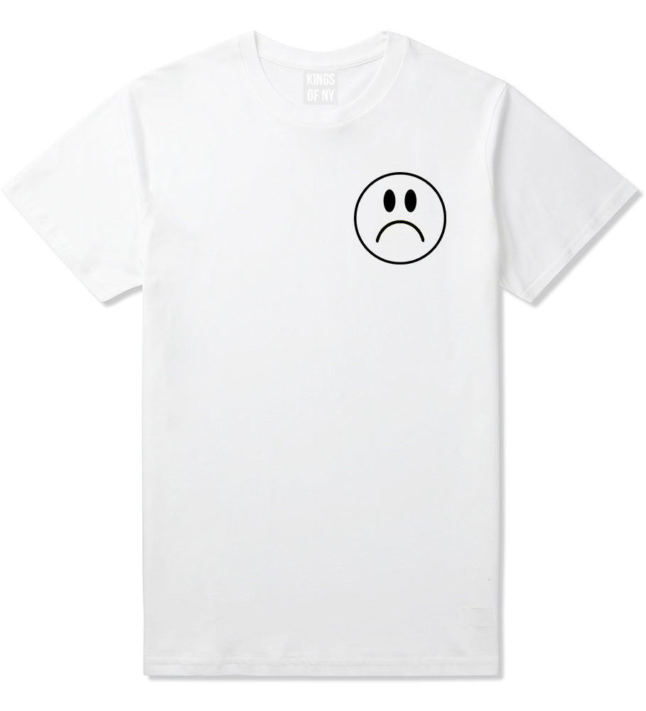 Sad Face Emoji Chest White T-Shirt by Kings Of NY