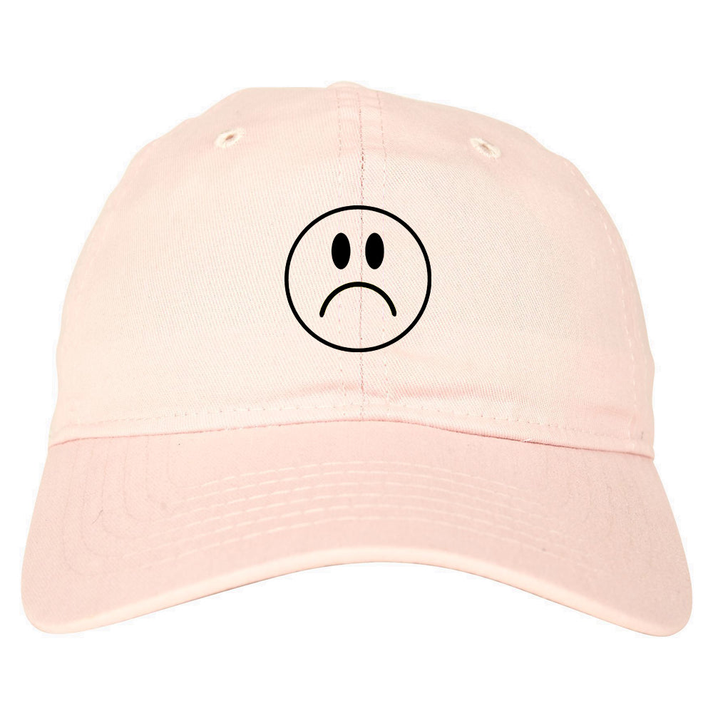 Sad Face Emoji Chest Dad Hat Baseball Cap Pink