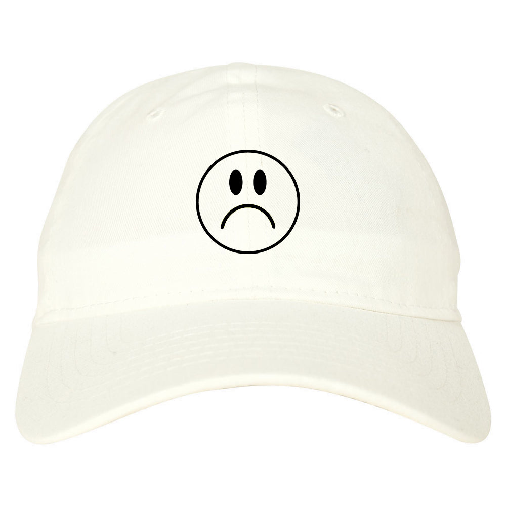 Sad Face Emoji Chest Dad Hat Baseball Cap White
